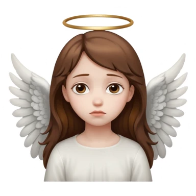 brown hair girl angel, sad sticker