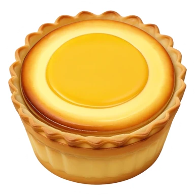 Hong Kong egg tart with yellow custard filling, simplified emoji style with bold outlines and bright colors, cartoon style Dan Ta pastry sticker