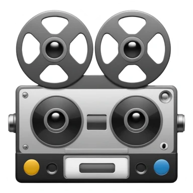 Minimalist emoji-style sticker of a VHS tape where the reels look like eyes, staring out. Black, white, and gray tones only.
 sticker