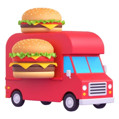 generate me a 3D hamburger food truck sticker