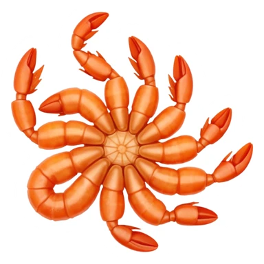 five small whole dried shrimp, curled, visible legs and antennae, dry slightly translucent surface, pale orange to light reddish-brown, rustic sun-dried look, no bowl or extra items, clean 3D, soft shadows, transparent background, emoji scale sticker