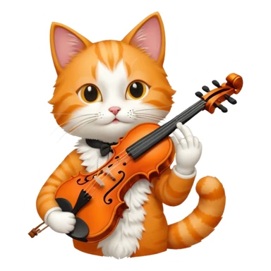 cat play violin sticker