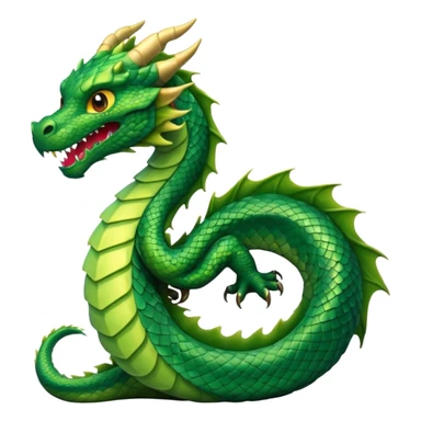 Create a single emoji of a Dragon in full body, shown at a slight side angle in a natural, characteristic pose. stylized like an emoji, but clearly recognizable.  sticker