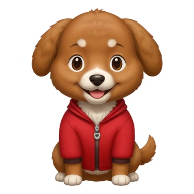 a dog with legs and arms with red clothers on sticker