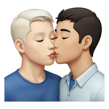 White and Asian dudes kissing sticker