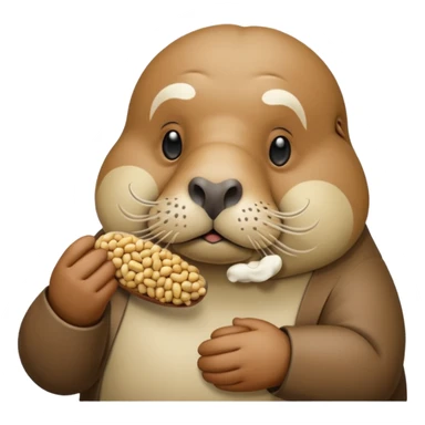 Walrus holding peanuts sticker