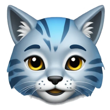 A blue lynx with a laptop sticker