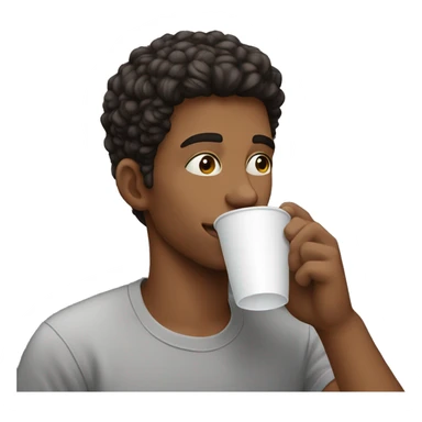 young man sipping white double cup sticker