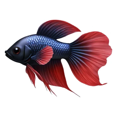 99% Black betta fish short fins tiny red lines  sticker