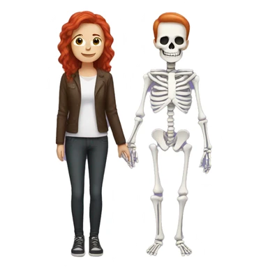 Redhead woman with skeleton boyfriend  sticker