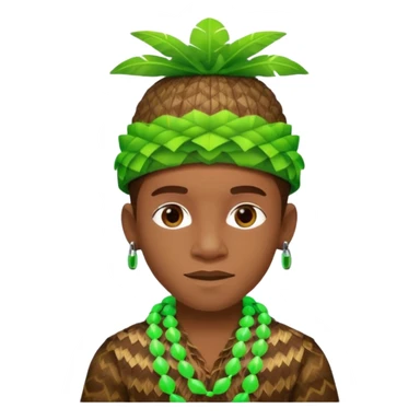 Create me an emoji of a cool Young Nigerian prince wearing a neon green gradient African patterns with  a "hula hat" (a Nigerian-inspired hat) and wearing earpods. sticker