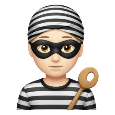 A theif robber emoji,Stripped shirt,eye mask. sticker
