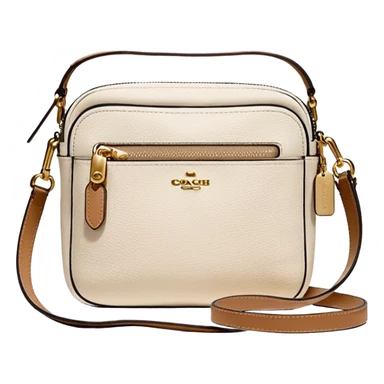 Coach Men Crossbody Bag in Pebbled Leather all white beige rectangle
 sticker