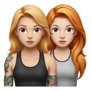 girl with long blonde hair and tattoos and an athletic ginger girl sticker