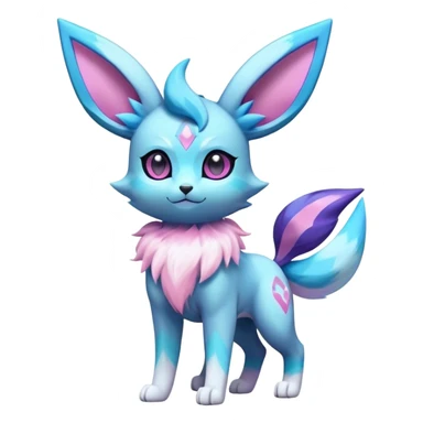 Futuristic Fluffy Celestial Glaceon-Espeon-Sylveon-Umbreon-hybrid, full bod sticker