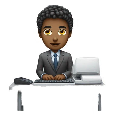 Young office worker, serious face, typing on a keyboard. sticker