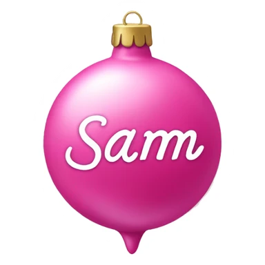pink ornament with the name sam on it in cursive sticker