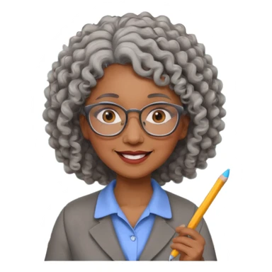 woman teacher, brown skin, curly grey hair, old, wearing glasses, hold chalk on hand sticker