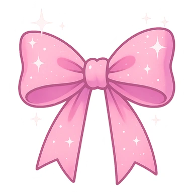 kpop pink ribbon bow with sparkles, cute and trendy sticker