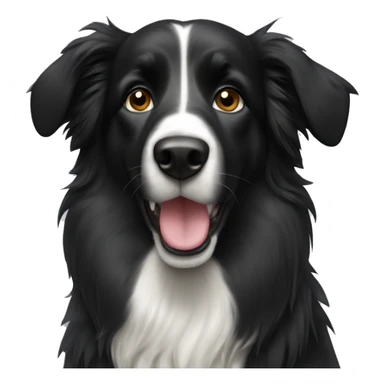 all black collie standing ears sticker