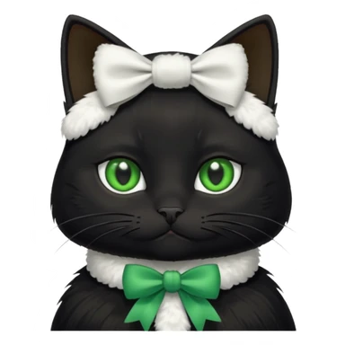 A black cat with sly green eyes and a white bow around its neck sticker