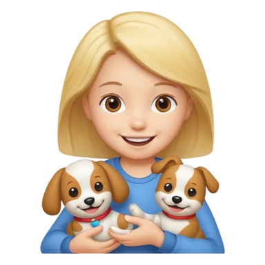 child with dog toy sticker