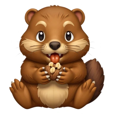 A beaver with nuts stuffed in his mouth sticker
