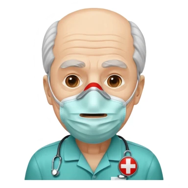 old man with simple ambulance mask  sticker