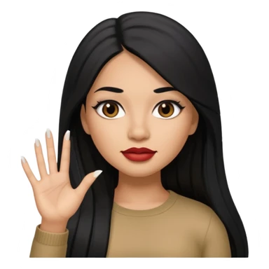 latina girl with straight long hair thats black memoji with nail no lipstick thats a baddie sticker