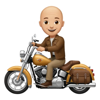 Bald man on Harley motorcycle happy birthday  sticker