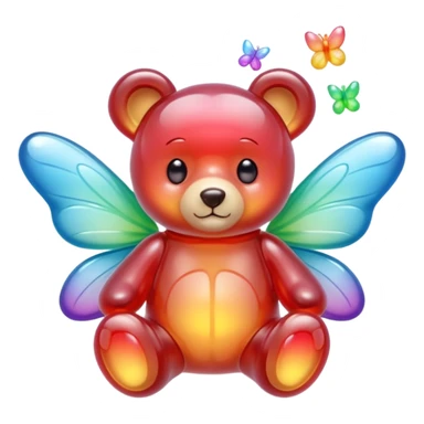 gummy teddy bear with fairy wings sticker