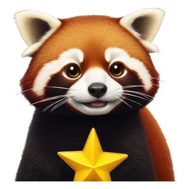 red panda with a yellow star sticker