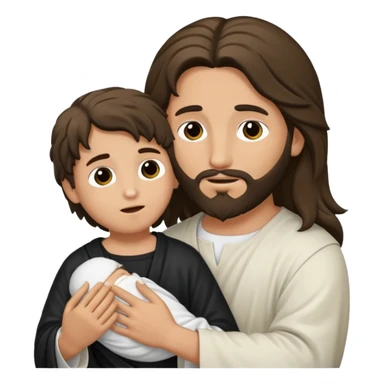 Jesucristo abrazado de un niño con pelo negro sticker