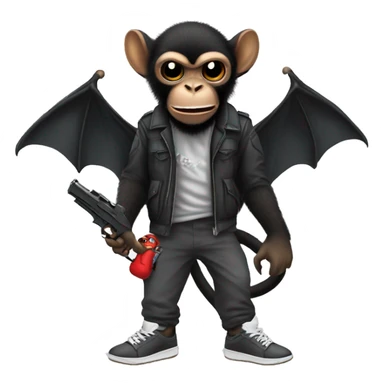 Bat monkey wearing Yeezys holding a pistol sticker