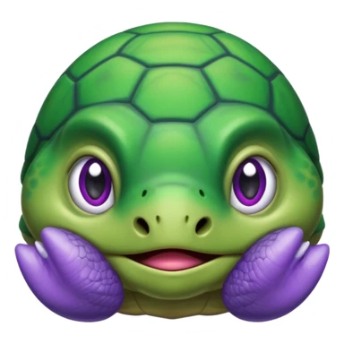 Crying almost sobbing turtle wearing purple sticker