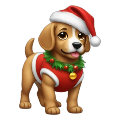 a puppy in a Christmas costume sticker