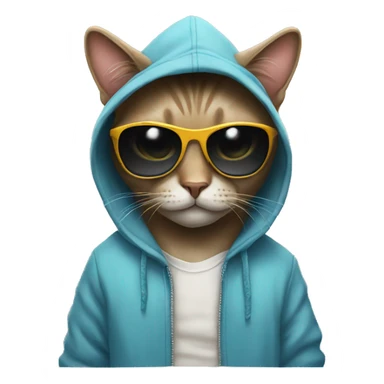 Cat with sunglasses and a hoodie sticker