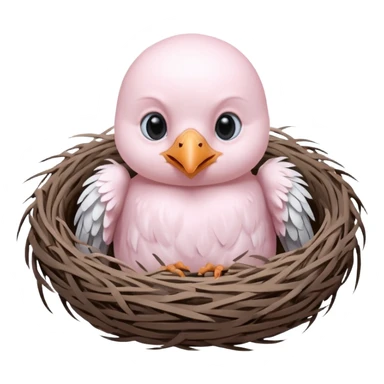 albino baby crow in nest sticker
