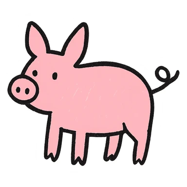 hand drawn outlined icon of a pink animal, no fill, thick lines sticker