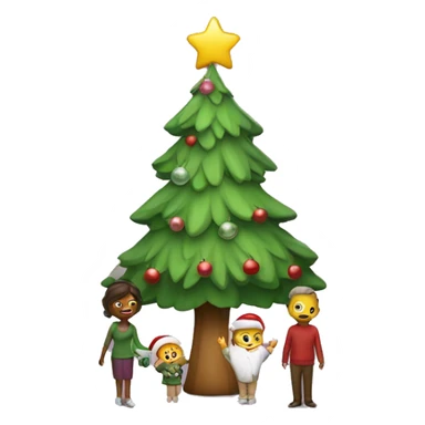 a christmas tree add a mom, dad and baby sticker