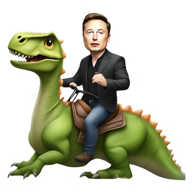 Elon musk riding a dinosaur sticker