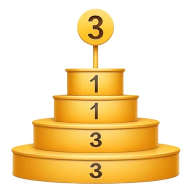 Create an emoji of a podium with three levels. Th with pedestial platforms with the numbers 1, 2, and 3 clearly visible on each base. The style should be clean, modern, and minimalist sticker