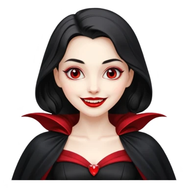 Vampire lady in black dress with cape, smile sticker
