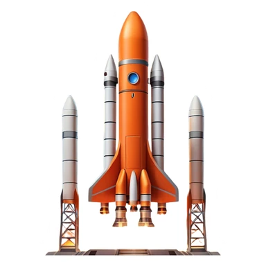 Cinematic shot of a heavy rocket lifting off from a launchpad, massive pillars of fire and smoke, dramatic lighting sticker