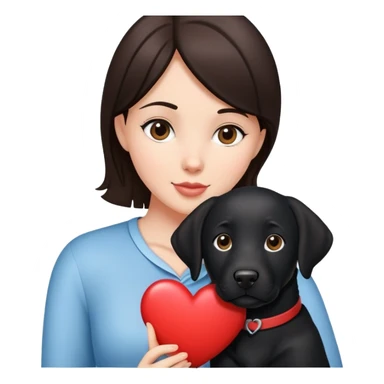 Brunette with a heart in the shape of a big black labrador dog sticker