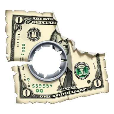 Ripped in half dollar bill sticker