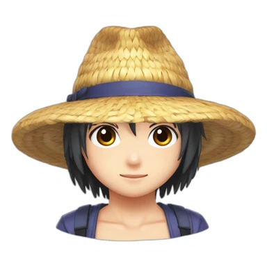 Hinata Shoyo avec le chapeau de paille de Luffy sticker
