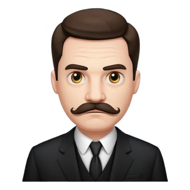 suspicious man uin a suit with a mustache, looking mad sticker