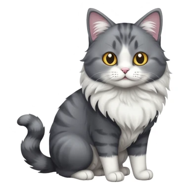 full body dark grey and white cat with white front legs sticker