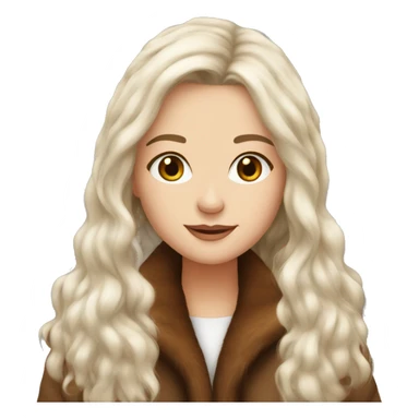 Beautiful white girl long brown hair fur-coat sticker